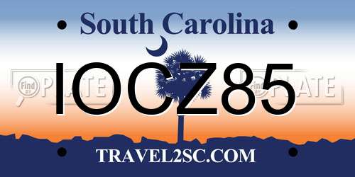 IOCZ85 South Carolina License Plate