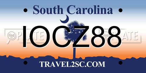 IOCZ88 South Carolina License Plate