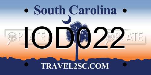 IOD022 South Carolina License Plate