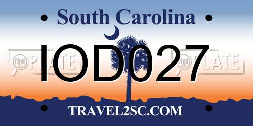 IOD027 South Carolina License Plate