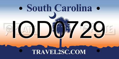 IOD0729 South Carolina License Plate
