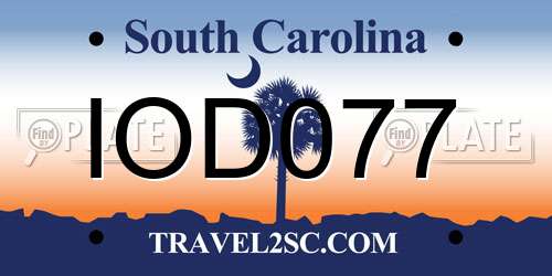 IOD077 South Carolina License Plate