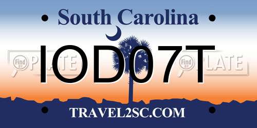 IOD07T South Carolina License Plate