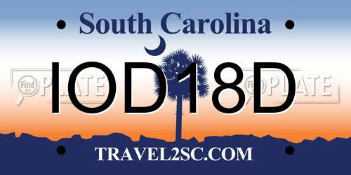IOD18D South Carolina License Plate