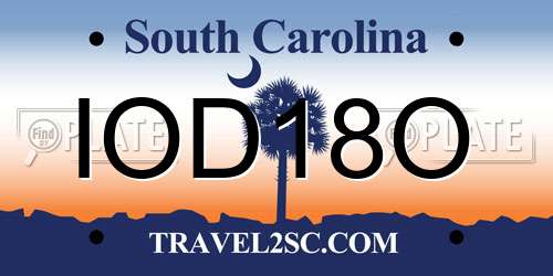 IOD18O South Carolina License Plate
