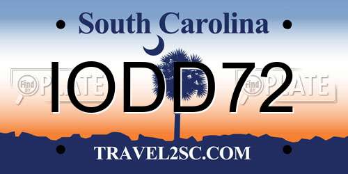 IODD72 South Carolina License Plate