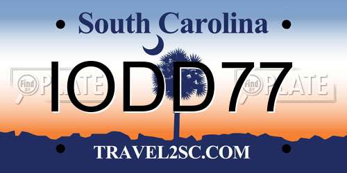IODD77 South Carolina License Plate