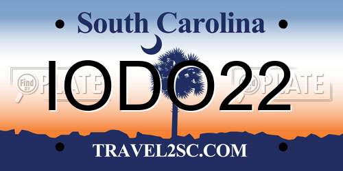 IODO22 South Carolina License Plate