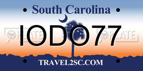 IODO77 South Carolina License Plate