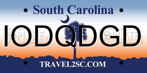 IODQDGD South Carolina License Plate
