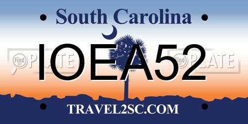 IOEA52 South Carolina License Plate