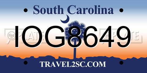 IOG8649 South Carolina License Plate