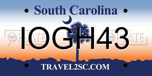 IOGH43 South Carolina License Plate