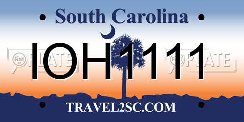 IOH1111 South Carolina License Plate