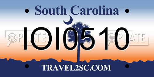 IOI0510 South Carolina License Plate