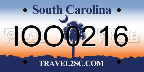 IOO0216 South Carolina License Plate