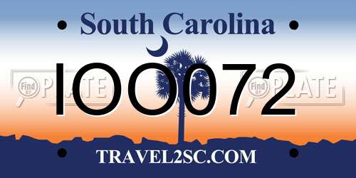 IOO072 South Carolina License Plate