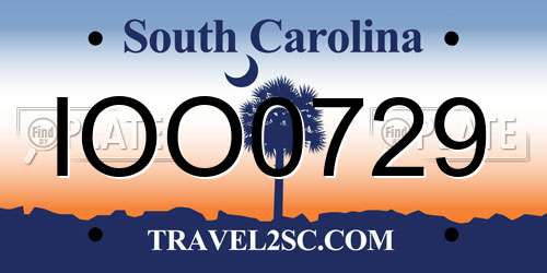 IOO0729 South Carolina License Plate