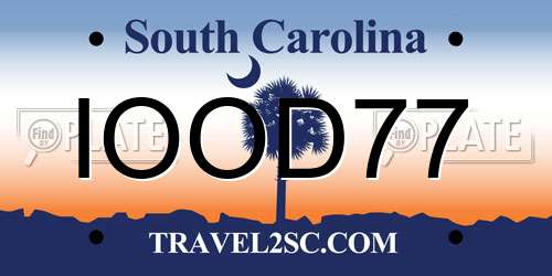 IOOD77 South Carolina License Plate