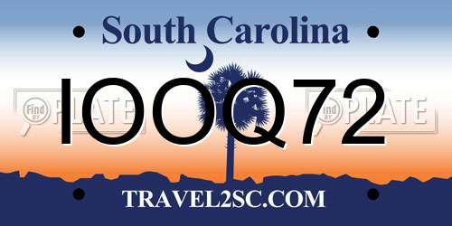 IOOQ72 South Carolina License Plate
