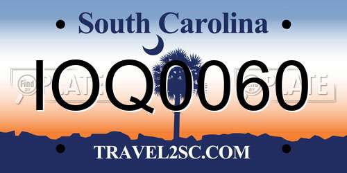 IOQ0060 South Carolina License Plate