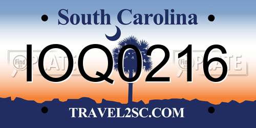 IOQ0216 South Carolina License Plate