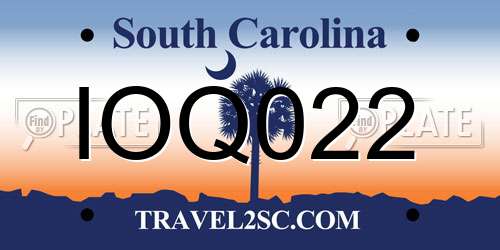 IOQ022 South Carolina License Plate