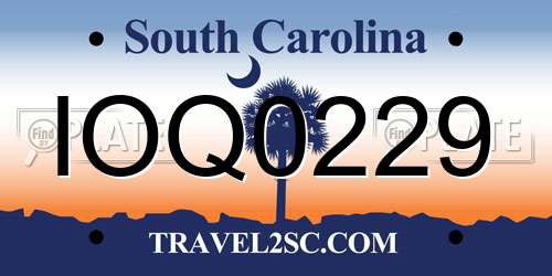 IOQ0229 South Carolina License Plate