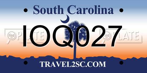 IOQ027 South Carolina License Plate