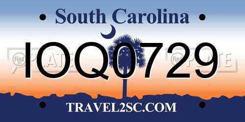 IOQ0729 South Carolina License Plate