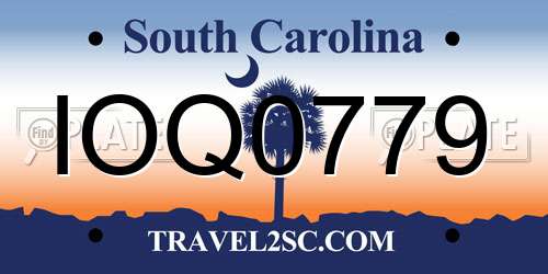 IOQ0779 South Carolina License Plate