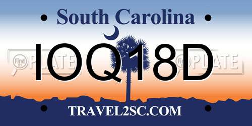 IOQ18D South Carolina License Plate