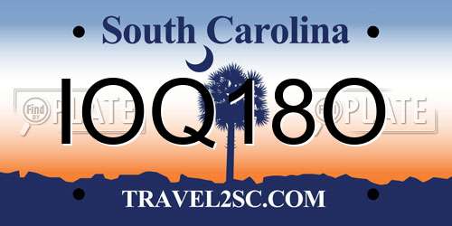 IOQ18O South Carolina License Plate