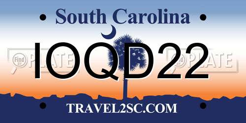 IOQD22 South Carolina License Plate