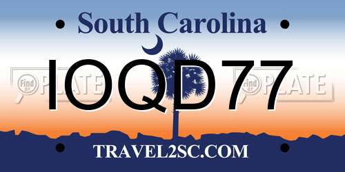 IOQD77 South Carolina License Plate