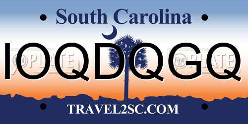 IOQDQGQ South Carolina License Plate