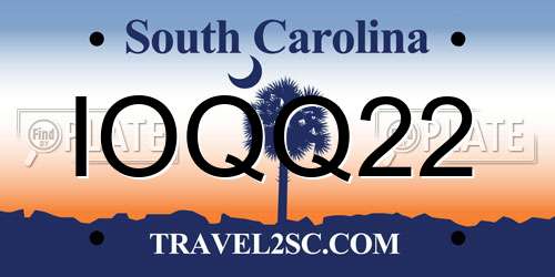 IOQQ22 South Carolina License Plate