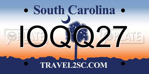 IOQQ27 South Carolina License Plate