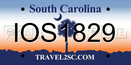 IOS1829 South Carolina License Plate