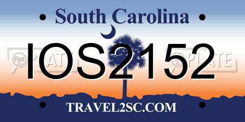 IOS2152 South Carolina License Plate
