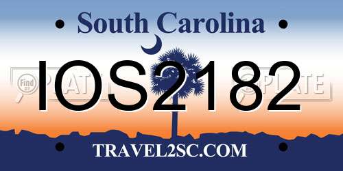 IOS2182 South Carolina License Plate