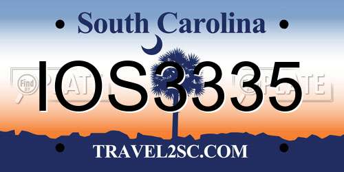 IOS3335 South Carolina License Plate