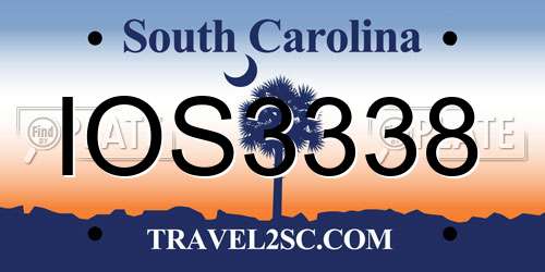 IOS3338 South Carolina License Plate