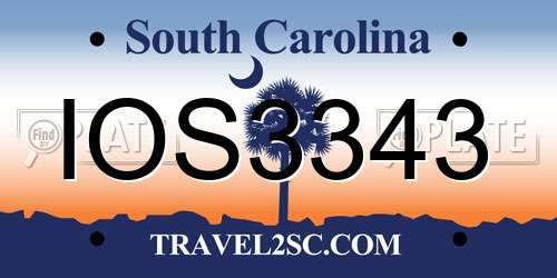 IOS3343 South Carolina License Plate