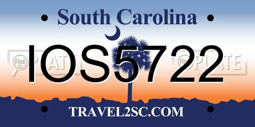 IOS5722 South Carolina License Plate