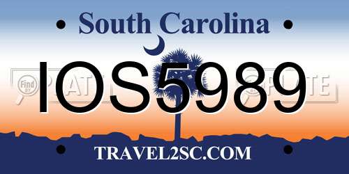 IOS5989 South Carolina License Plate