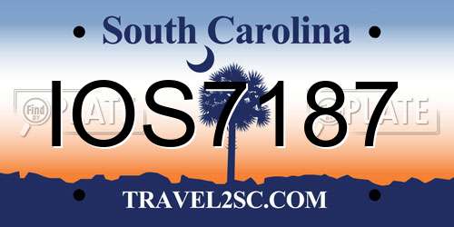 IOS7187 South Carolina License Plate