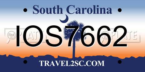IOS7662 South Carolina License Plate