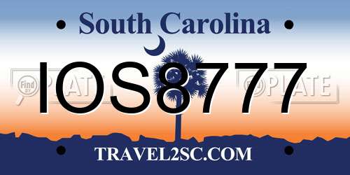IOS8777 South Carolina License Plate