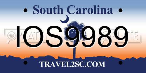 IOS9989 South Carolina License Plate